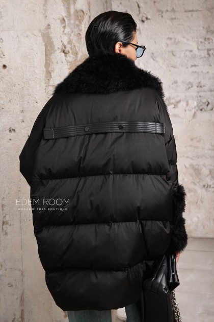 Пуховик - дублёнка с мехом тиградо