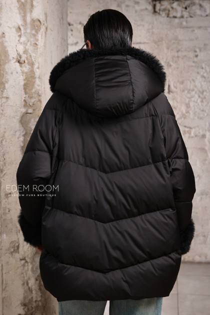 Итальянский пуховик - дублёнка с мехом тиградо Итальянский пуховик - дублёнка с мехом тиградо