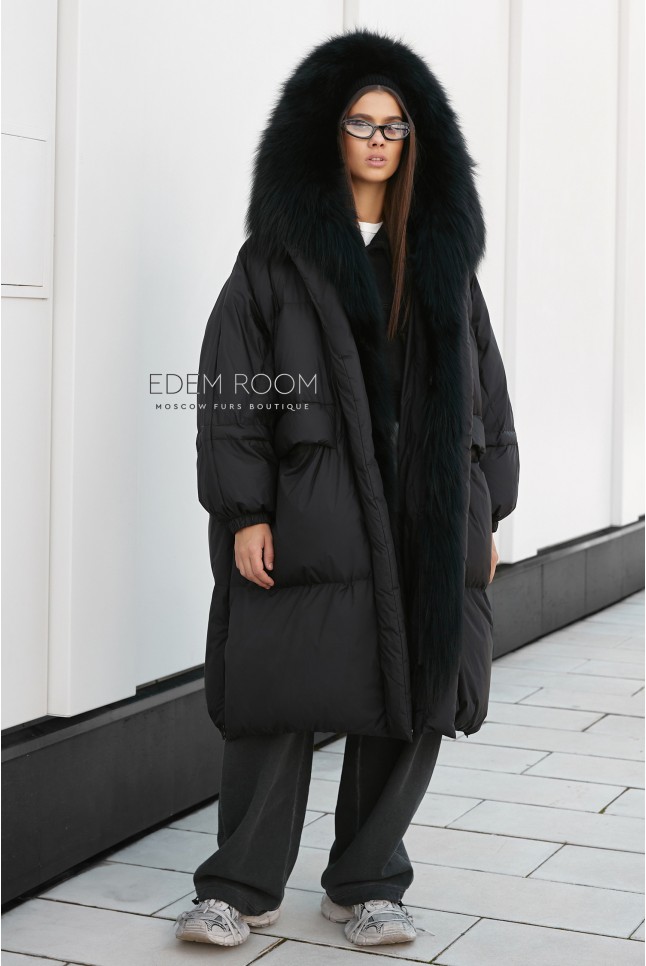 дутое пуховое пальто 