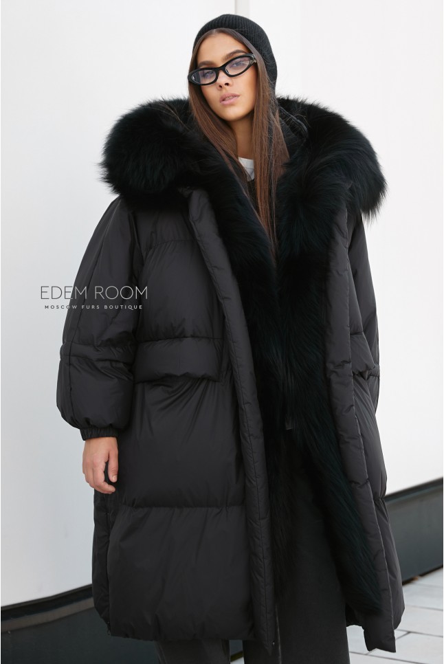 дутое пуховое пальто 