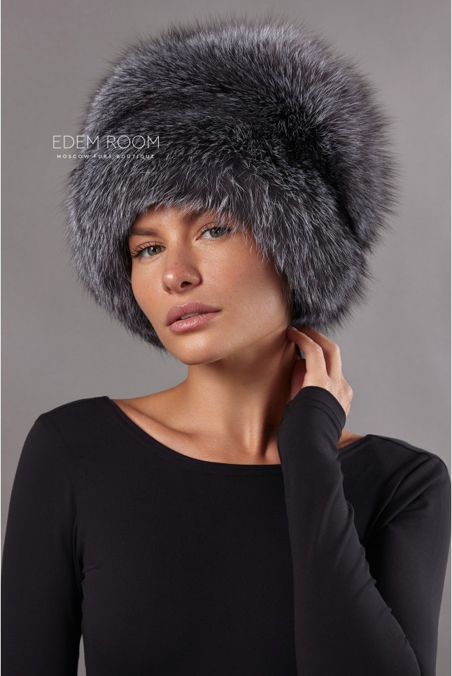  шапка из меха чернобурой лисы