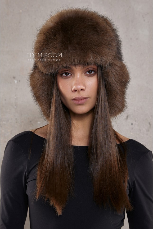 шапка ушанка из экомеха