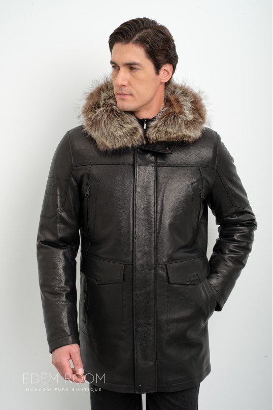 кожаная куртка - дублёнка на меху
