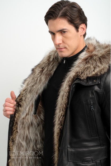 кожаная куртка - дублёнка на меху