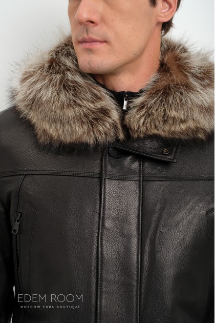 кожаная куртка - дублёнка на меху