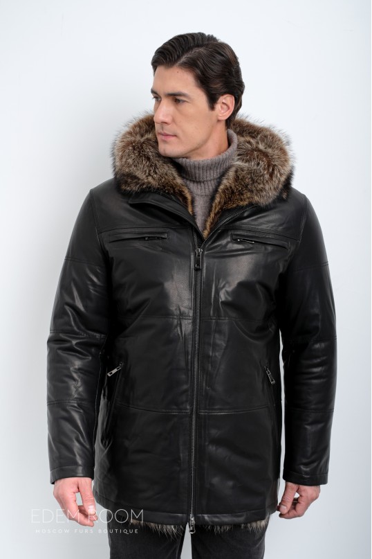 Дублёнка мужская на мехе енота Дублёнка мужская на мехе енота