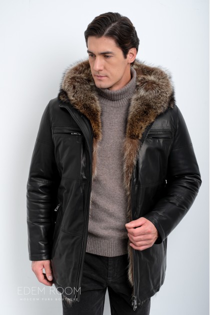 Дублёнка мужская на мехе енота Дублёнка мужская на мехе енота
