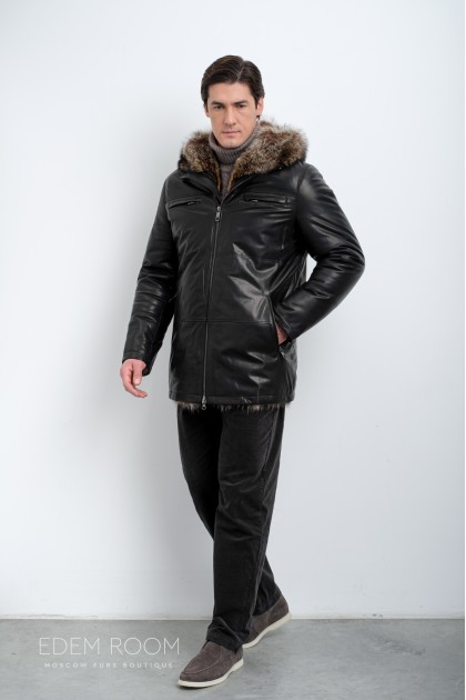 Дублёнка мужская на мехе енота Дублёнка мужская на мехе енота