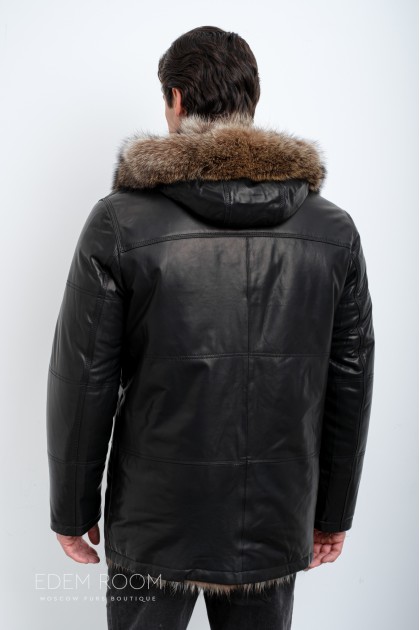 Дублёнка мужская на мехе енота Дублёнка мужская на мехе енота