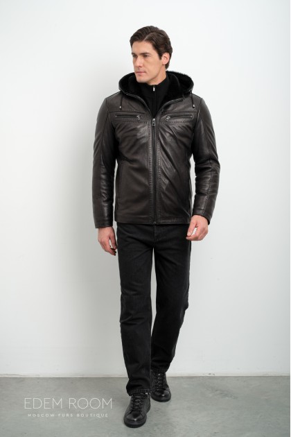 короткая куртка - дублёнка с капюшоном короткая куртка - дублёнка с капюшоном