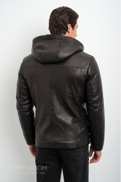 короткая куртка - дублёнка с капюшоном короткая куртка - дублёнка с капюшоном