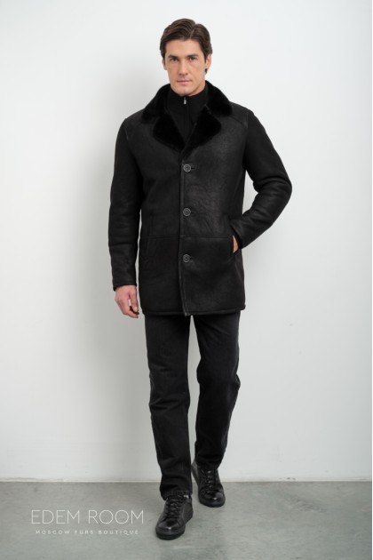 Дублёнка мужская  с воротником из меха норки