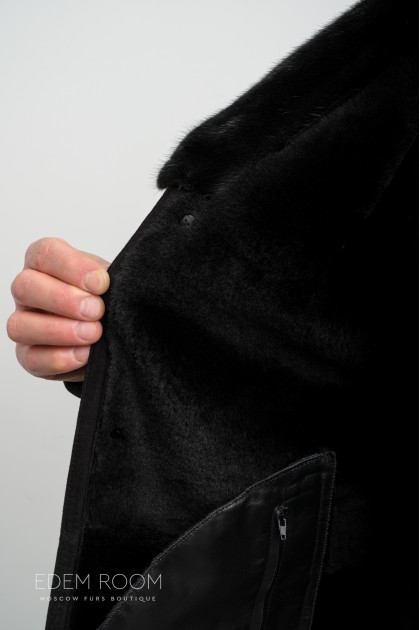 Дублёнка мужская  с воротником из меха норки