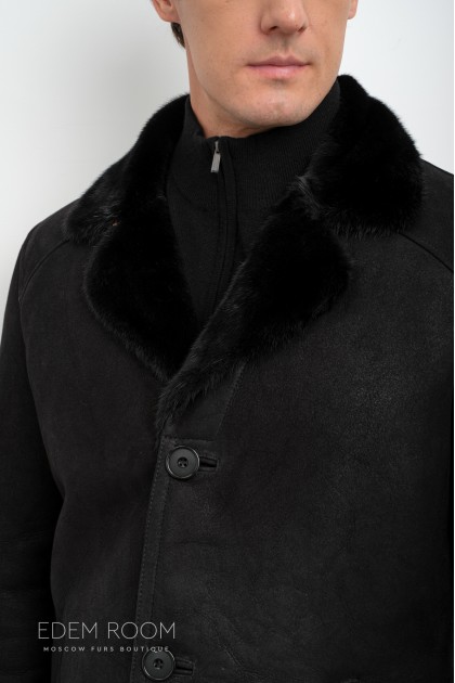 Дублёнка мужская  с воротником из меха норки