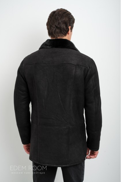 Дублёнка мужская  с воротником из меха норки