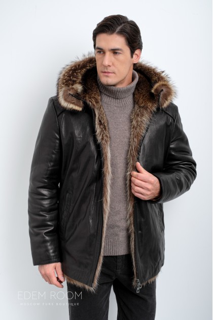 Дублёнка мужская на мехе енота Дублёнка мужская на мехе енота