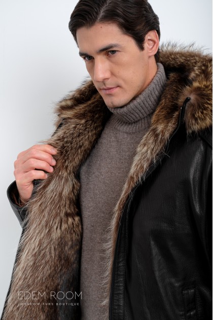 Дублёнка мужская на мехе енота Дублёнка мужская на мехе енота