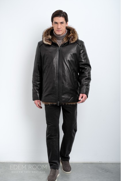 Дублёнка мужская на мехе енота Дублёнка мужская на мехе енота