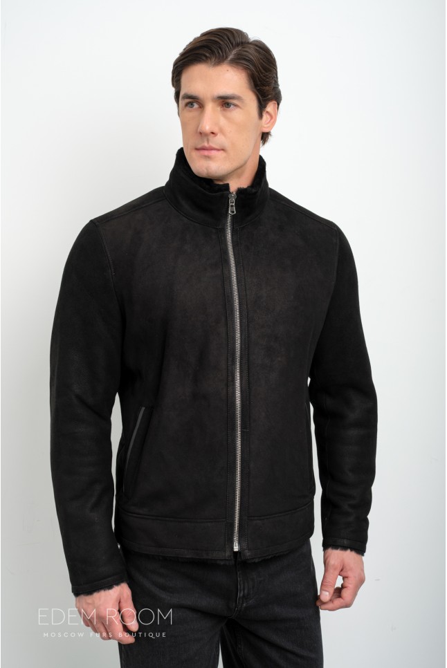 короткая куртка - дублёнка из замши