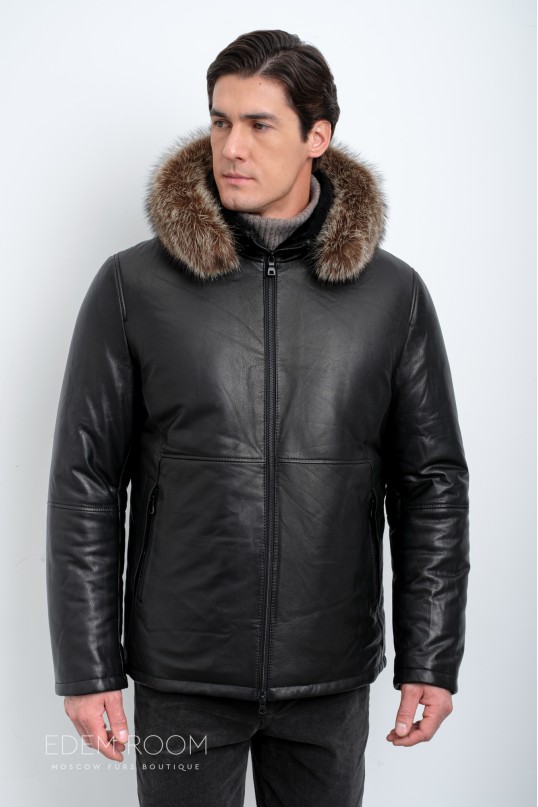 Мужская кожаная куртка для зимы