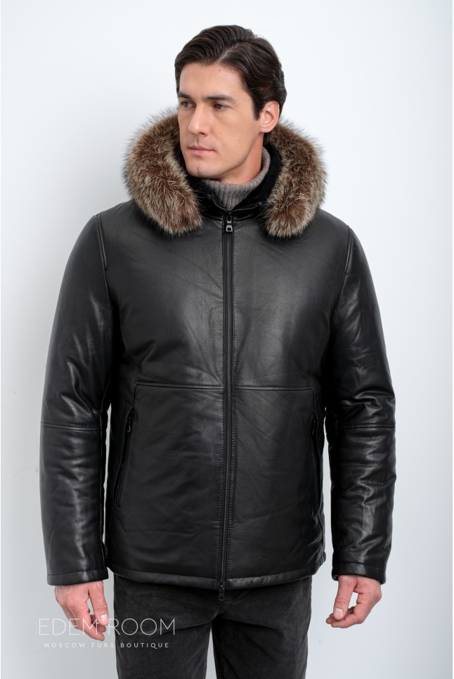 Мужская кожаная куртка для зимы