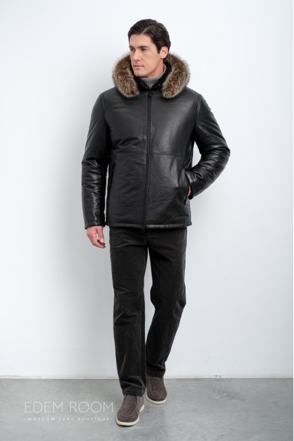 Мужская кожаная куртка для зимы