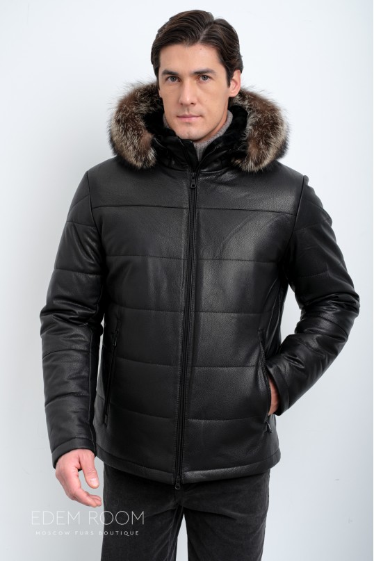 Теплая кожаная куртка для зимы