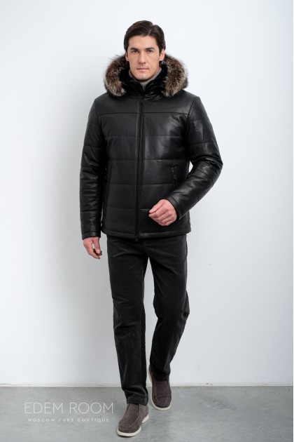 Теплая кожаная куртка для зимы