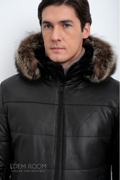 Теплая кожаная куртка для зимы