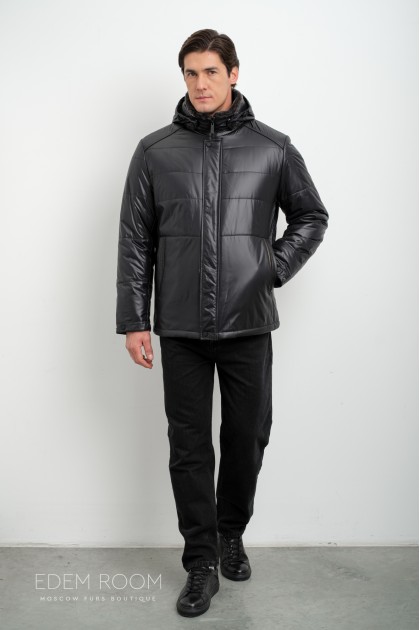 демисезонная тканевая куртка с капюшоном