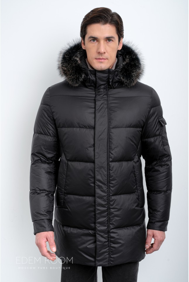 лёгкий мужской пуховик с капюшоном