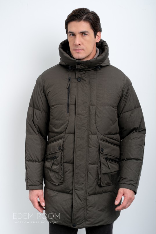 удлинённый зимний пуховик