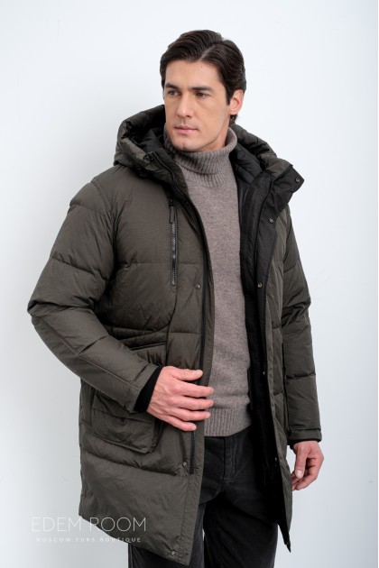 удлинённый зимний пуховик