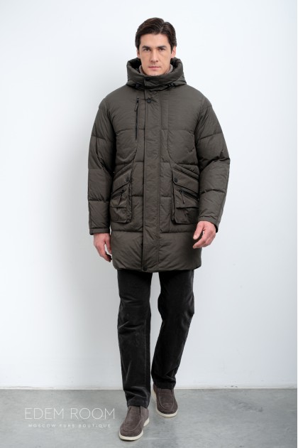 удлинённый зимний пуховик