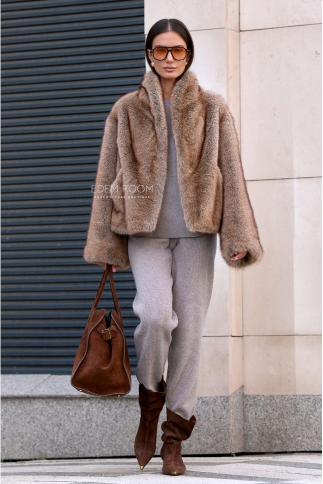 короткая шуба из  эко-меха