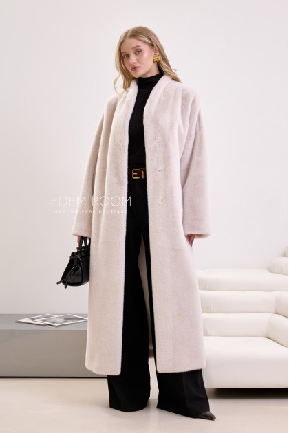 шуба без воротника из эко-меха