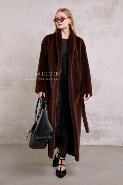 шуба без воротника из эко - норки