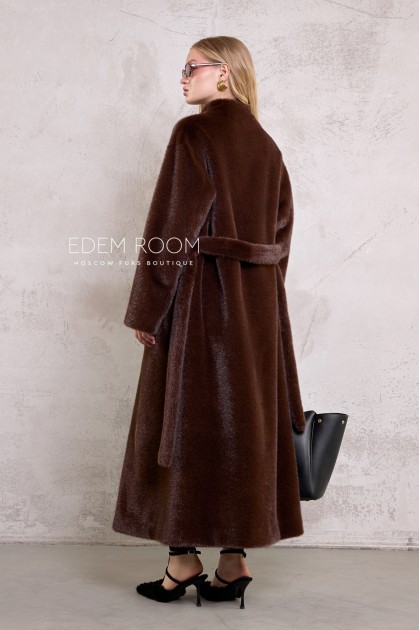 шуба без воротника из эко - норки