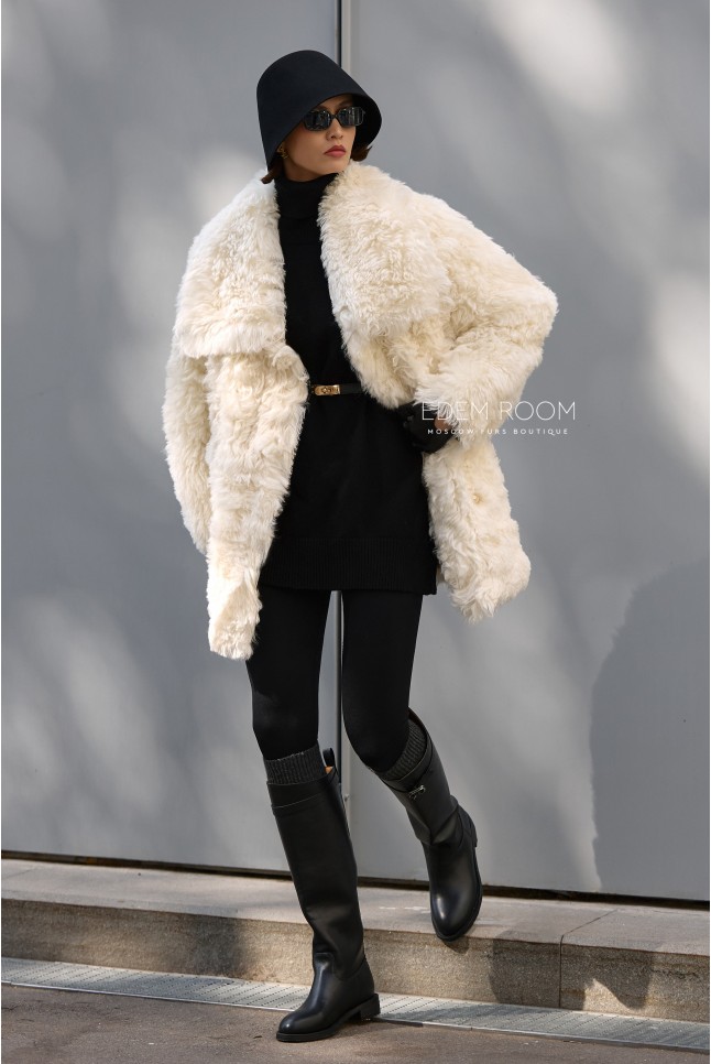 белая шубка из тиградо