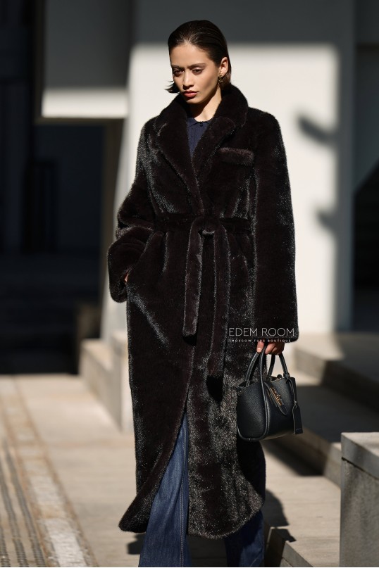 стильная шуба из эко меха под норку 