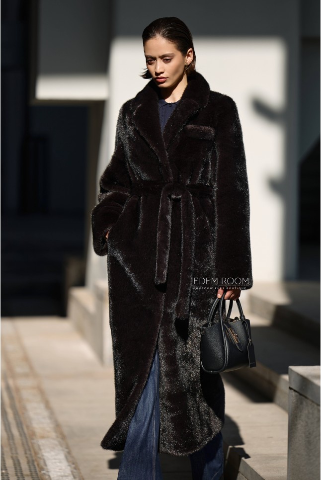 стильная шуба из эко меха под норку 