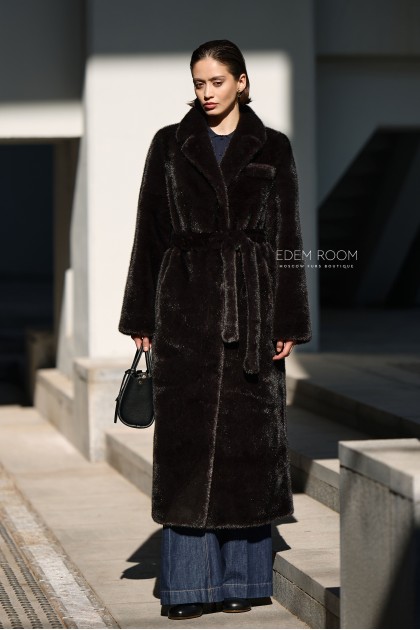 стильная шуба из эко меха под норку 