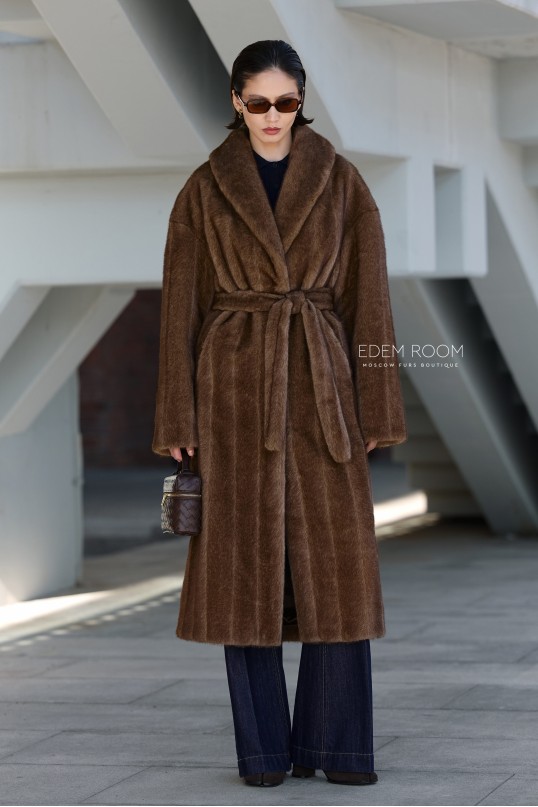 шуба из эко меха - воротник шаль