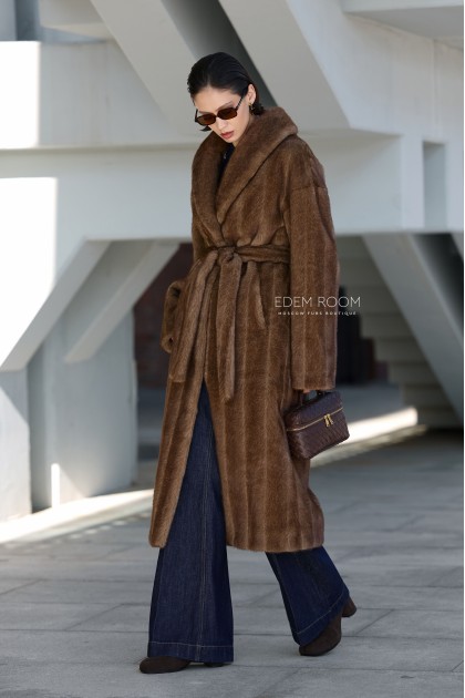 шуба из эко меха - воротник шаль