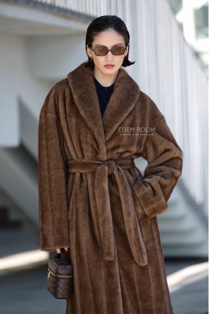 шуба из эко меха - воротник шаль