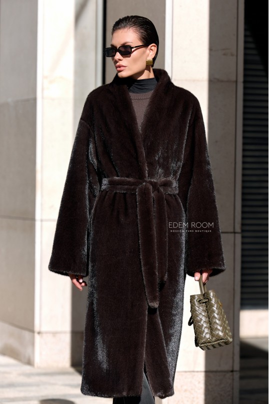 шуба без воротника из эко меха