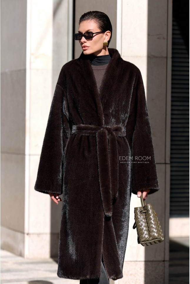 шуба без воротника из эко меха