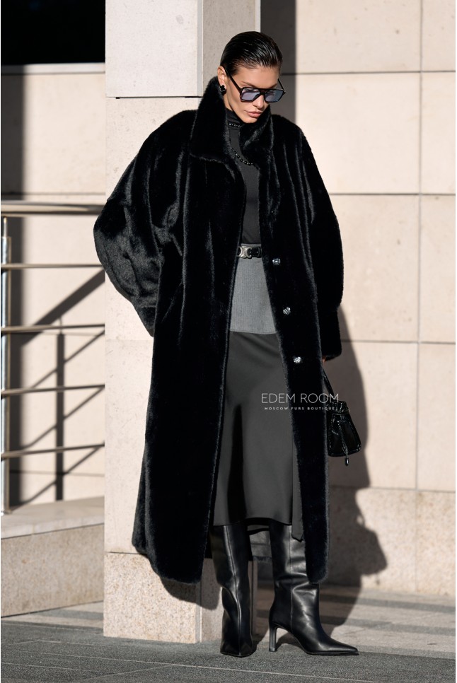 длинная шуба из эко - меха