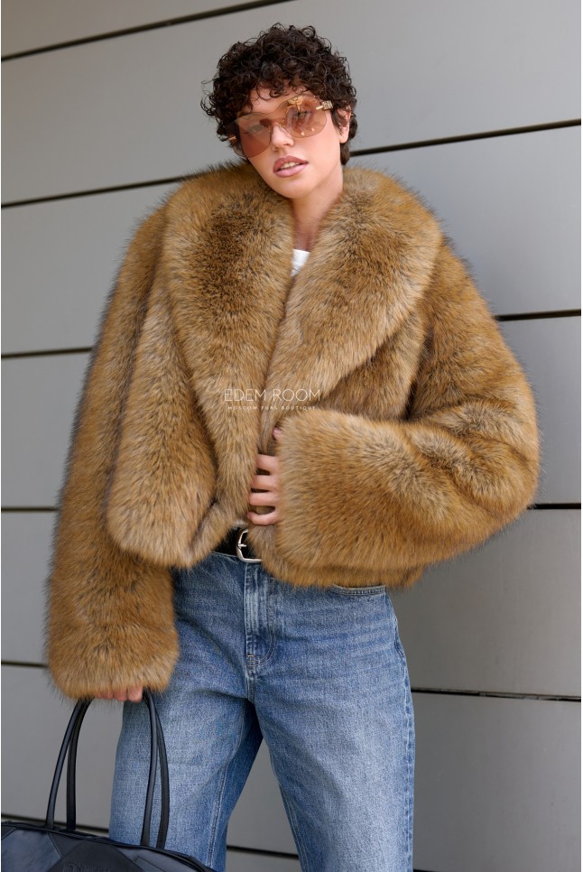 короткая шуба из эко меха