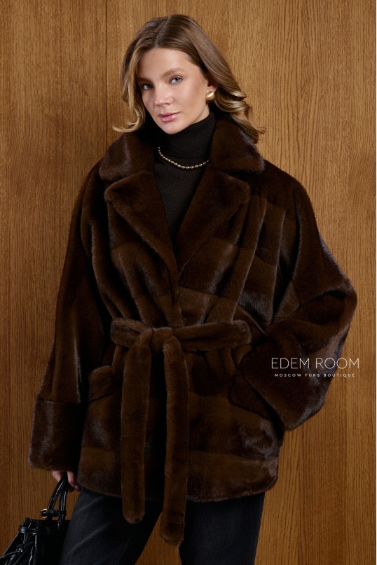 пончо под пояс из эко - меха